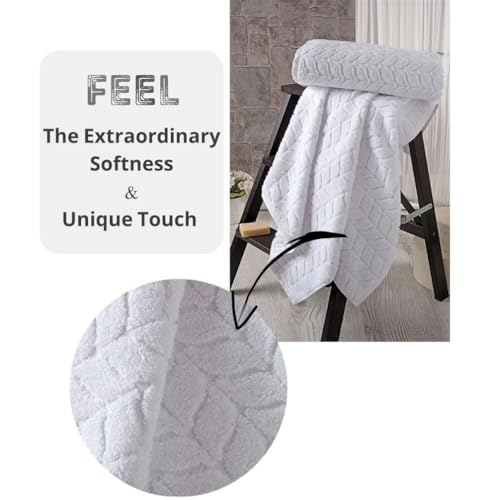 BAGNO MILANO Turkish Cotton Bath Towels, Hand Towels - Soft Plush Jacquard Collection - Highly Absorbent Towel Set (Cream, 2 pcs Bath Towel Set) - color: Cream, size: 2 pcs Bath Towel Set