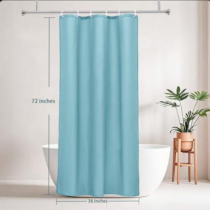 AooHome Stall Size 36x72 Inch Shower Curtiain Liner, Durable Fabric Solid Blue Bathroom Curtain with Hooks, Weigthed Hem, Waterproof - color: Blue, size: 36"W x 72"L (Pack of 1)