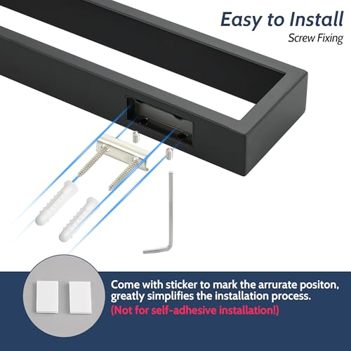 Sayayo Matte Black Towel Bar for Bathroom, 16 Inch Hand Towel Holder Wall Mount Square Towel Ring SUS304 Stainless Steel Towel Rack - color: Black, size: 16 INCH