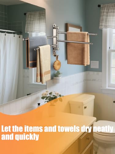 Swivel Towel Rack with Reinforced T-Joint, Thickened SUS304 Steel Rustproof Wall Mount，Towel Racks for Bathroom Wall Mounted，Suitable for Kitchen Towel Holder, Outdoor Towel Rack (5-Arms)