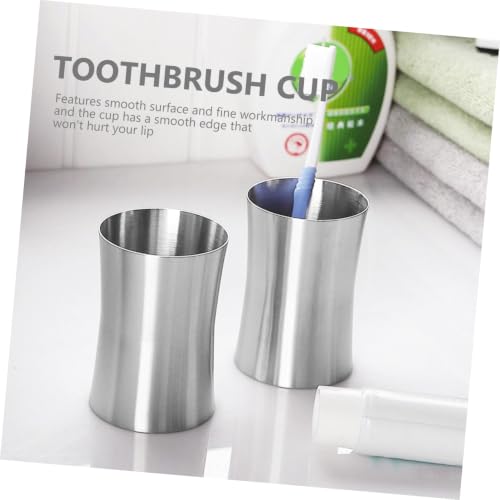 Multi-Functional Toothbrush Cup with Smooth Edge Food Grade Stainless Steel Mouthwash Holder for Bathroom Essentials Travel Tumbler for Rinsing and Organizing