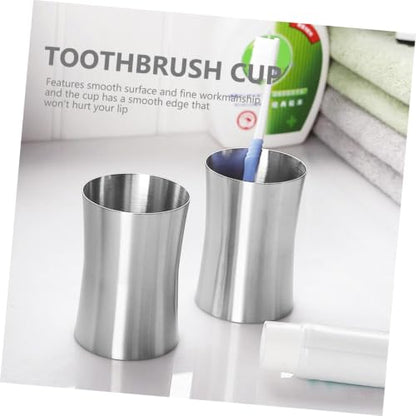 Multi-Functional Toothbrush Cup with Smooth Edge Food Grade Stainless Steel Mouthwash Holder for Bathroom Essentials Travel Tumbler for Rinsing and Organizing