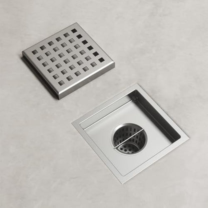 VIGO Elan 4.38 in. W x 4.38 in. L Square Shower Drain in Brushed Nickel - VG07004BN - color: Brushed Nickel, size: 4 in.