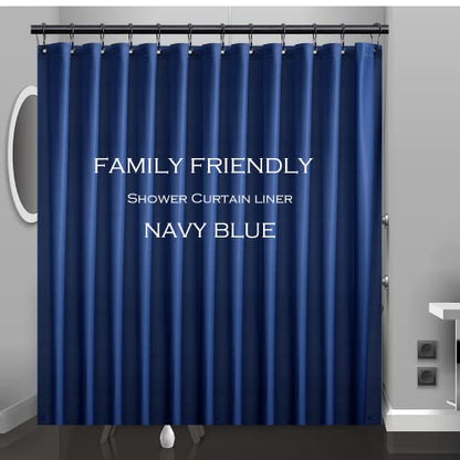 Navy Blue Plastic Shower Curtain Or Liner, 72x72 Inch Thin Lightweight Dark Blue Plastic Bathroom Shower Showroom Inner Curtain with Rustproof Metal Grommet Holes and Weighted Magnets - color: D03-navy Blue, size: 72"W x 72"L (Pack of 1)