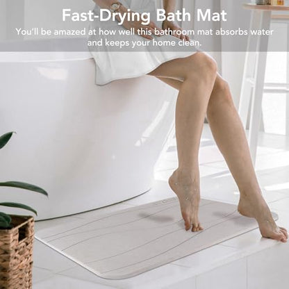 Stone Bath Mat Large, Diatomaceous Earth Shower Mat, Non-Slip Super Absorbent Quick Drying Bathroom Floor Mat, 2 Pack,23.62x15.35, Light Grey - color: Light Grey