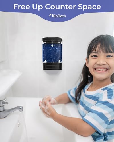 Commercial Soap Dispenser Wall Mount for Bathroom (2-Pack), Wall Mounted Hand Soap/Sanitizer Dispenser for Home or Business (Black), by EnBath - color: Black