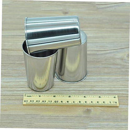 Luxshiny 2pcs Stainless Steel Toothbrush Tumbler Cup Set 180ml Bathroom Rinsing Cups for Home Use Sturdy Silver Water Tumblers for Mouthwash and Beverages