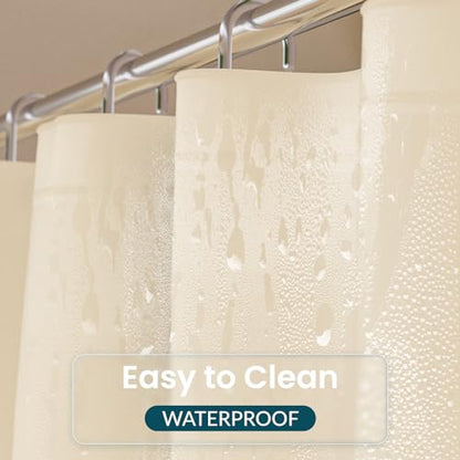 Titanker Plastic Shower Curtain Liner, 72x72 Beige Shower Liner Lightweight PEVA Shower Curtains for Bathroom, Waterproof Shower Liner with Magnets and Rustproof Grommets - color: Beige, size: 72"W x 72"L (Pack of 1)