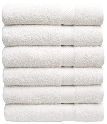 Pleasant Home Bath Towels Set of 6 (24” x 50”) 100% Cotton, White | 515 GSM | Lightweight, Soft & Highly Absorbent Luxury Towels for Bathroom | for Gym, Pool & Spa - color: White