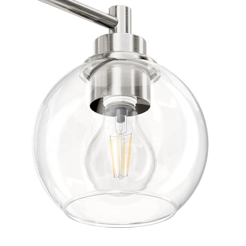 VONLUCE 4 Light Bathroom Vanity Light Fixtures, Brushed Nickel Finish | Globe Glass Shades, E26 Sockets, Easy to install, ETL Certificated, Vanity Lights for Bedroom Hallway Living Room - color: Nickel, size: 4-Light