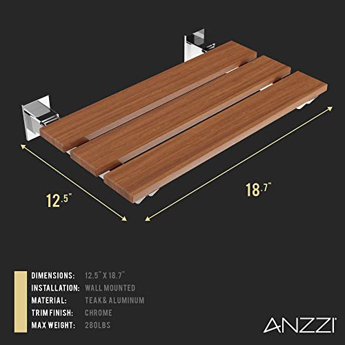 ANZZI Wall Mount Spa Bohemian 18.7 in X 12.4 in Rhino Alloy Certified | Crafted Using Natural Tea Wood, Supports Up To 280 Lbs, Natural Teak Wood, Weight Capacity, Dimensions 18 - size: 18.7'' Inches