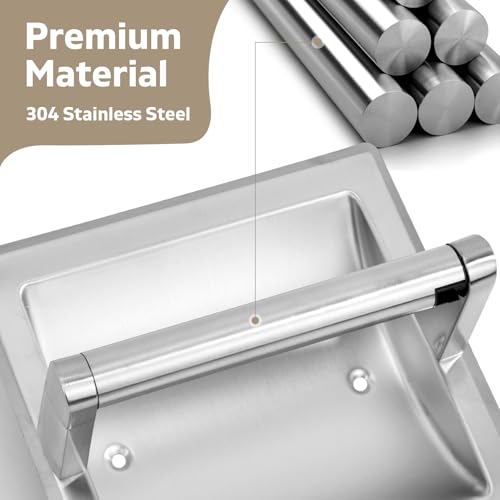 Recessed Toilet Paper Holder for Rolls, Pivoting Stainless Steel in Wall Toilet Paper Holder, Wall Mounted Bathroom Tissue Roll Dispenser with Modern Brushed Nickel Finish - color: Recessed Brushed Nickel