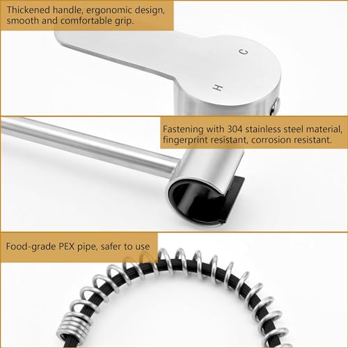 8"" Center Bridge Faucet, Pre Rinse Faucets, Spring Commercial Sink Tap | 304 Stainless Steel Constructed, Rotatable, 3-Function Sprayer - color: Style D
