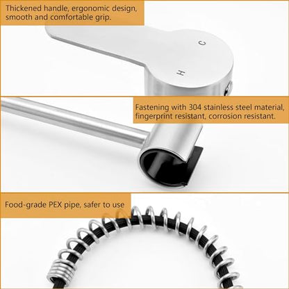 8"" Center Bridge Faucet, Pre Rinse Faucets, Spring Commercial Sink Tap | 304 Stainless Steel Constructed, Rotatable, 3-Function Sprayer - color: Style D
