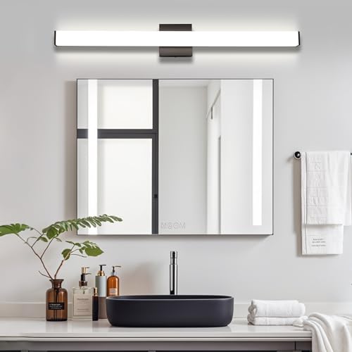 Bathroom Vanity Light Brushed Nickel Square LED 24 inch 14W 4000K Natural White Light Wall Bar Lighting Fixtures Over Mirror (Matte Black, 31.5in 4000K Dimmable) - color: Matte Black, size: 31.5in 4000K Dimmable