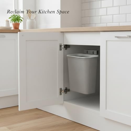 Wall-Mounted Trash Can, Compact 1.06 Gallon Waste Bin for Kitchen Cabinet or Bathroom, Space-Saving PP Plastic Disposal Unit (1 PC) - color: Gray