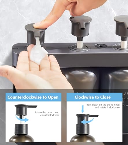 Shampoo Dispense for Shower, Shower Soap Dispenser Wall Mounted, Shower Dispenser 3 Chamber No Drill, Shampoo and Conditioner Dispenser for Bathroom Hotel, Shower Shampoo Dispenser 3 Chamber, Black - color: Black