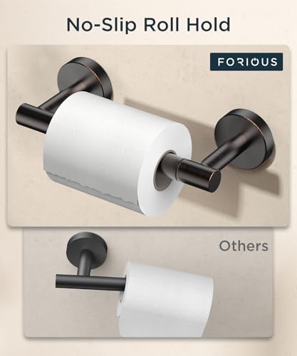 FORIOUS Commercial Toilet Paper Holder Wall Mount Bathroom Tissue Holder | Oil Rubbed Bronze | SUS304 Stainless Steel Rustproof | Double Post Pivoting Toilet Paper Roll Holder | Screw-In | Round Base - color: Oil Rubbed Bronze