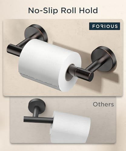 FORIOUS Commercial Toilet Paper Holder Wall Mount Bathroom Tissue Holder | Oil Rubbed Bronze | SUS304 Stainless Steel Rustproof | Double Post Pivoting Toilet Paper Roll Holder | Screw-In | Round Base - color: Oil Rubbed Bronze