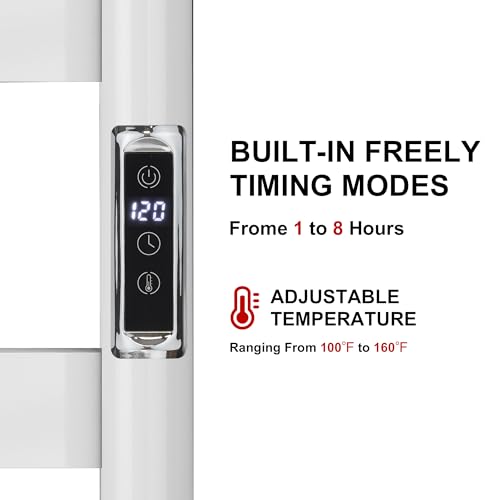 Heated Wall Mounted Electric Towel Warmer Rack,Timer & Temperature Control, 8 Bar Stainless Steel Towel Heater for Bathroom (White, 8 Bars) - color: White, size: 8 Bars