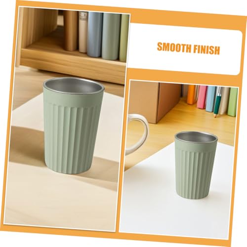 Textured Stainless Steel Toothbrush Cup Green Bathroom Tumbler Holder for Rinsing Stylish and Versatile Use in Home School Office