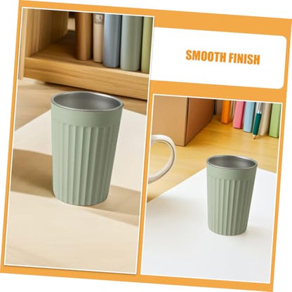 Textured Stainless Steel Toothbrush Cup Green Bathroom Tumbler Holder for Rinsing Stylish and Versatile Use in Home School Office