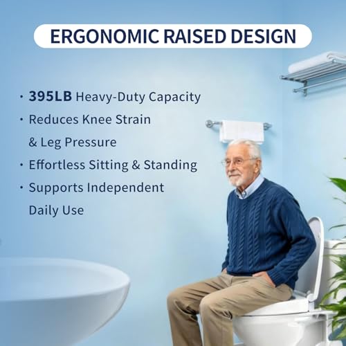 Raised Toilet Seat, Elongated 18.5", Soft Close | 2.91" elevated height, quick-release design, stable PP construction, easy installation, fits most standard elongated toilets - size: Raised Seat Only