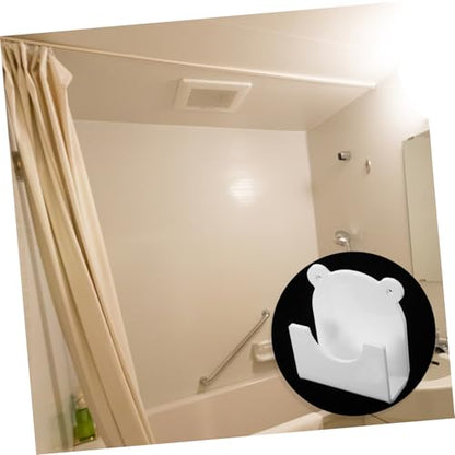 2pcs Drill Less Shower Curtain Rod Bracket Wall Mount Holder Curved Groove for Easy Installation