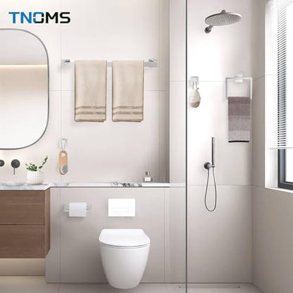 Brushed Nickel Towel Bar Set,5-Piece Bathroom Hardware Set Includes Upgraded Double Base Paper Towel Holder Modern Square Towel Holder Set,Stainless Steel Wall Mount 23.6 Inch - color: 5-pcs Brushed Nickel