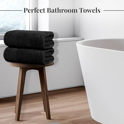 4 Piece Extra Large Bath Towels 30 x 60 Inches, Black | 100% Cotton, Larger & Lighter Weight, Quicker to Dry, Super Soft and Absorbent, Perfect for Bathroom - color: Black