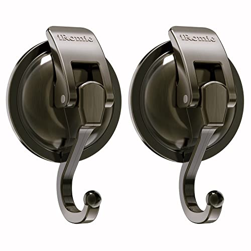 Heavy Duty Vacuum Suction Cup Hooks (2Pack) for Shower,Glass Window,Kitchen&Bathroom&Restroom Organization，Green Bronze. - color: Green Bronze