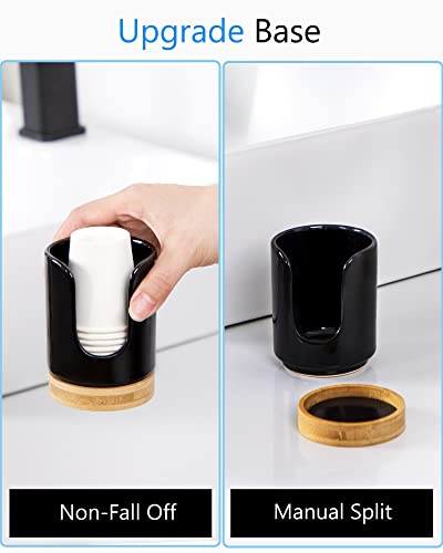 Ceramic Bathroom Cup Holder, 3 oz Dispenser, Black | Mouthwash Cups Dispenser for Bathroom, Guest Toiletries, Countertop - color: Black, size: Set/1