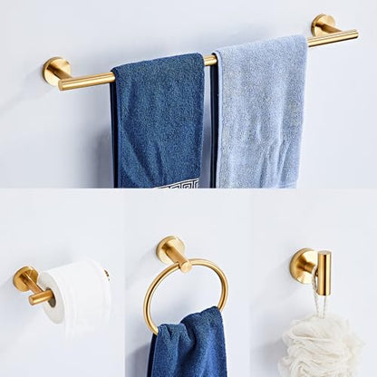 Brushed Gold Bathroom Hardware Set 10 Piece with Towel Racks for Bathroom, SUS304 Stainless Steel Bath Towel Bar Set, 24 Inch Wall Mounted Accessories Kit… - color: Brushed Gold-10pcs