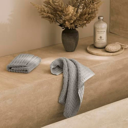 BOLL & BRANCH Turkish Waffle Washcloth Set, Pewter | Set of 2 - 100% Organic Turkish Cotton - Lightweight Soft Absorbent Luxury Spa Washcloths, Waffle Weave Texture - Quick Dry - color: Pewter, style: Turkish Waffle