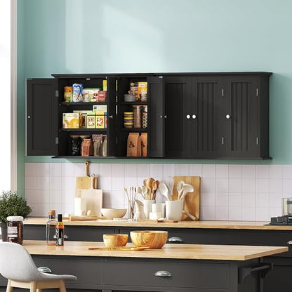 ChooChoo Laundry Cabinet with 3 Doors and Adjustable Shelves | 9.06"D x 31.1"W x 24"H, Bathroom Wall Cabinet, Cupboard, Black - color: Black, size: 9.06"D x 31.1"W x 23.4"H