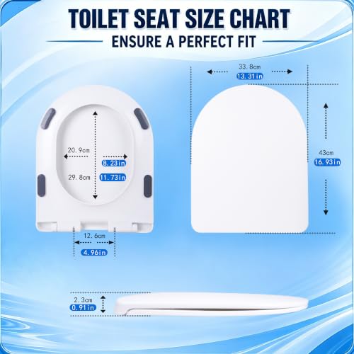 D-Shape Toilet Seat Soft Close Quick Release Easy to cleanWhite | Quick-release design removes the seat in seconds, making deep cleaning around hinges simple and more hygienic - size: QS17“