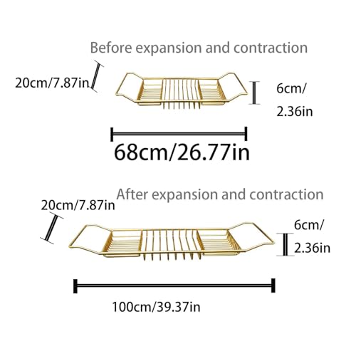 Stainless Steel Expandable Shower Bathtub Tray Over Tub Bath Caddy Expandable Bath Caddy for The Elegant Tub Chrome Polished (Gold) - color: Gold