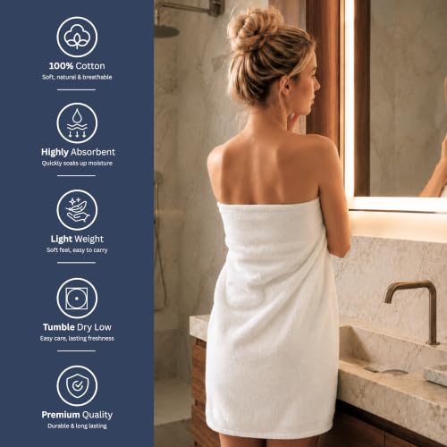 Bulk 18-Pack Bath Towels, 24x48, Commercial-Grade Spa Towel, White | Medium-Weight 100% Ring-Spun Cotton Bath Towels, Soft, Absorbent & Quick-Drying - color: White, size: 24" x 48" - 18 Pack