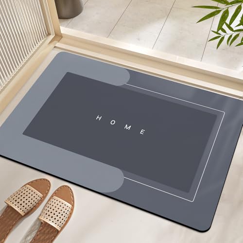 Super Absorbent Bath Mat Quick-Drying Thin Bathroom Mat Non-Slip Stain Resistant Bathroom Rug Kitchen Living Room Floor Mat Easy to Clean Shower Rug for Bathtub (Rectangle Blue, 40x60cm) - color: Rectangle Blue, size: 40 x 60 cm