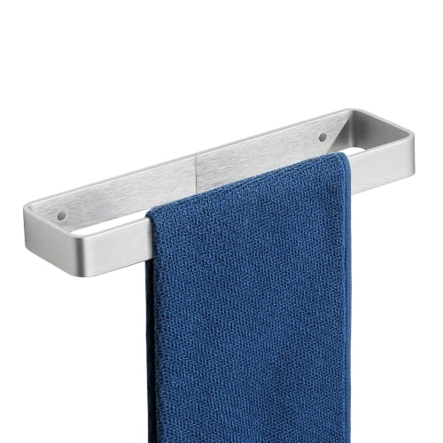 SAYAYO Brushed Nickel Hand Towel Holder for Bathroom Wall, 12 Inch Self Adhesive Towel Bar Hand Towel Rack Square Heavy Duty - color: Brushed Nickel, size: 12 Inch
