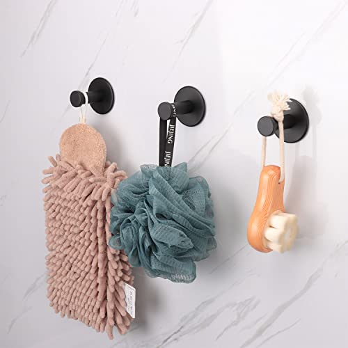 Bath Towel Hooks, 6 Pack Self Adhesive Coat Hooks, Sturdy No Drilling Robe Hook, SUS 304 Stainless Steel Heavy Duty Clothes Hanger, Wall Hooks for Bathroom Bedroom Kitchen (2 in, Black) - color: Black-6