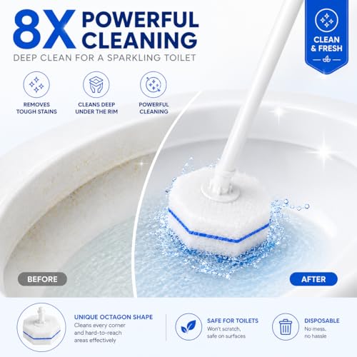 Toilet Wand Refills 60 Count – Disposable Toilet Bowl Cleaner Brush Heads, Fits Most Standard Toilet Wand Handles, No-Touch Replacement Sponge Pads, Hygienic Toilet Cleaning Heads - size: 60 Refills