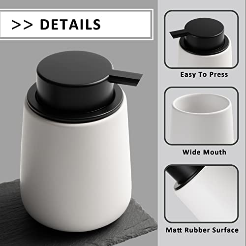 Soap Dispenser Ceramic with Easy-to-Press Pump Hand Lotion Liquid Dispenser for Shampoo Bathroom Kitchen 12 oz Black White - color: Blackwhite