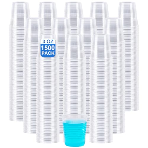 SIUQ 1500 Pack 3 oz Clear Plastic Cups, Disposable Bathroom Mouthwash Cups | Small Plastic Drinking Cup for Ice Tea, Tasting, Party, Picnic, BBQ, Travel and Event - style: 3 oz-1500pack