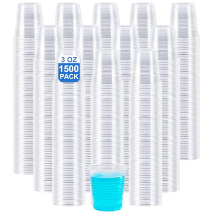 SIUQ 1500 Pack 3 oz Clear Plastic Cups, Disposable Bathroom Mouthwash Cups | Small Plastic Drinking Cup for Ice Tea, Tasting, Party, Picnic, BBQ, Travel and Event - style: 3 oz-1500pack