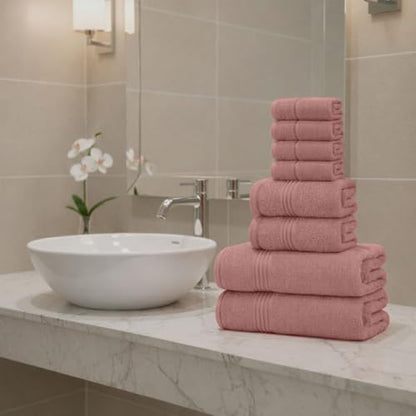 8 Piece Bath Towels for Bathroom - 100% Cotton, Soft Absorbent Bathroom Towels Set - 2 Extra Large Bath Towels, 2 Hand Towels & 4 Washcloths - Hotel Spa Thick Plush Towel, Rose Tan - color: Rose Tan (Pack of 8)