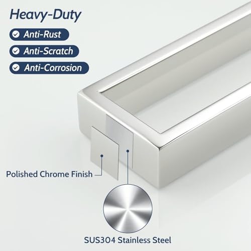 Sayayo Polished Chrome Towel Bar for Bathroom, 10 Inch Hand Towel Holder Wall Mount Square Towel Ring SUS304 Stainless Steel Towel Rack - color: Chrome, size: 10 INCH