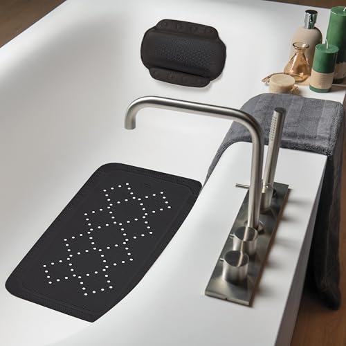 Spirella - Alaska Bath Cushion with 8 Suction Cups Antibacterial - Non-Slip Washable - Black - 23 x 36 cm - color: Black, size: 23 x 32 cm