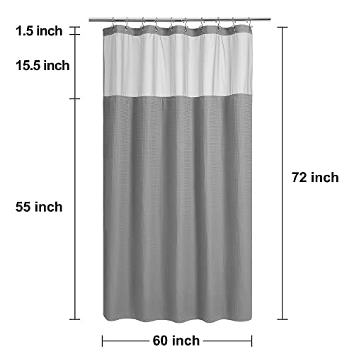 N&Y HOME 60 x 72 Waffle Weave Shower Curtain with Snap-in Liner Set Gray | 12 Metal Hooks Included, Snap on/off Fabric Liner, Hotel Style & Mesh Top Window, Machine Washable, 60x72 Shower Stall Size - color: Grey, size: 60"W x 72"L (Pack of 1)