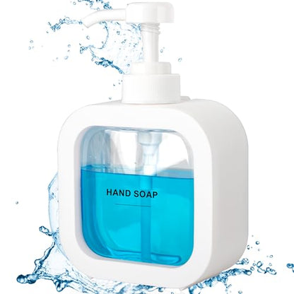 Modern Soap Dispenser for Bathroom and Kitchen Sink, Small Hand Soap Plastic Dish Soap Dispenser with Pump and Labels - White - color: White